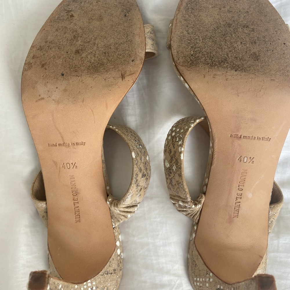 MANOLO BLAHNIK double strap leather python print … - image 5